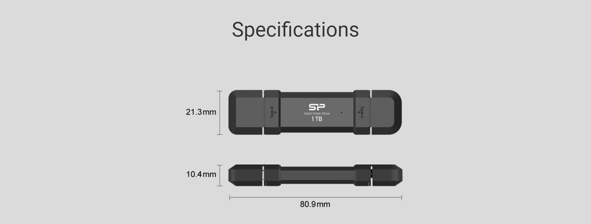 A large marketing image providing additional information about the product Silicon Power DS72 500GB USB Type C & A 3.2 Gen 2 SSD Flash Drive - Black - Additional alt info not provided